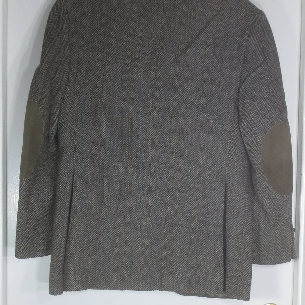 70s Fashioncrest Jacket Vintage Gray Brown Wool Herringbone Tweed Lined Size 40R